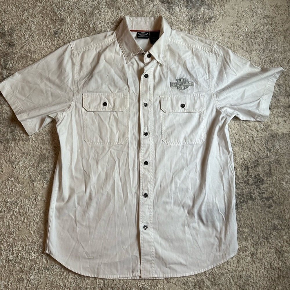 Harley-Davidson White Casual Button Down Shirt